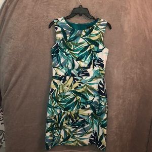 Tropical multicolored blue dress